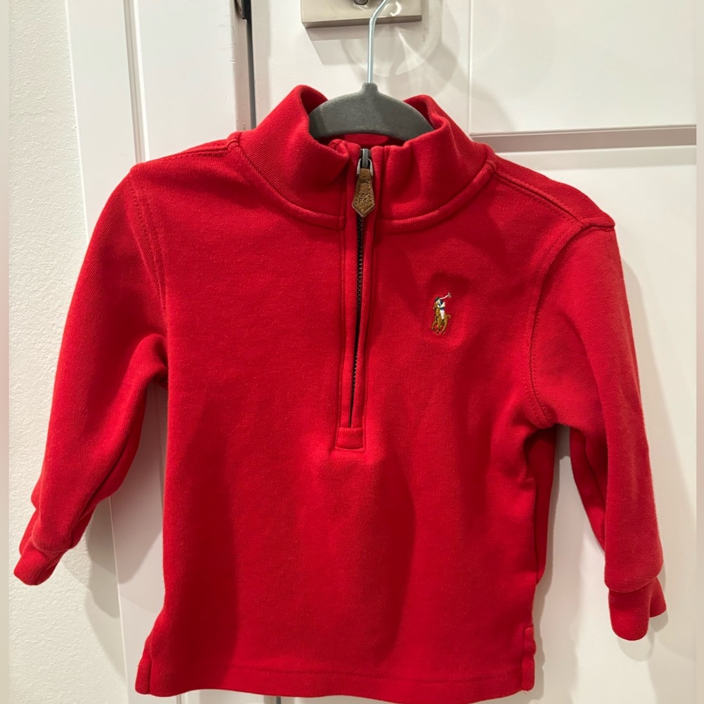 POLO RALPH LAUREN Cotton Interlock 1/4 Zip Pullover (Infant) Red Size 12M